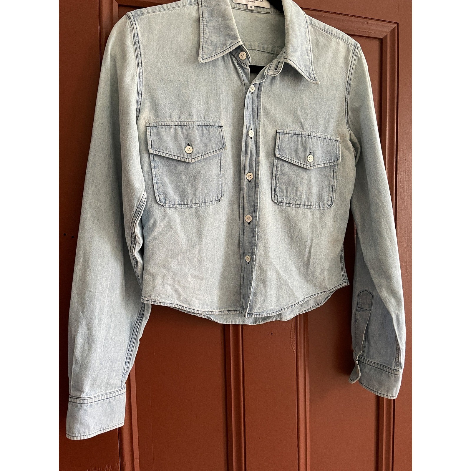 Balenciaga Fall 2002 Nicolas Ghesquiere Archive Denim Shirt Light Wash 38