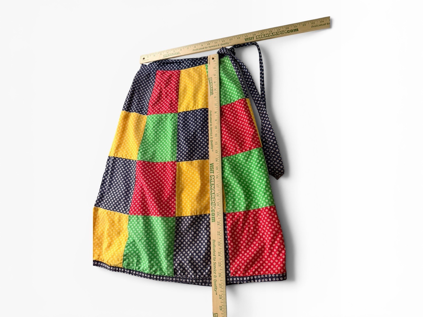 Vintage 70s Najla NY Patchwork Wrap Around Midi Skirt Bright Cotton Lightweight