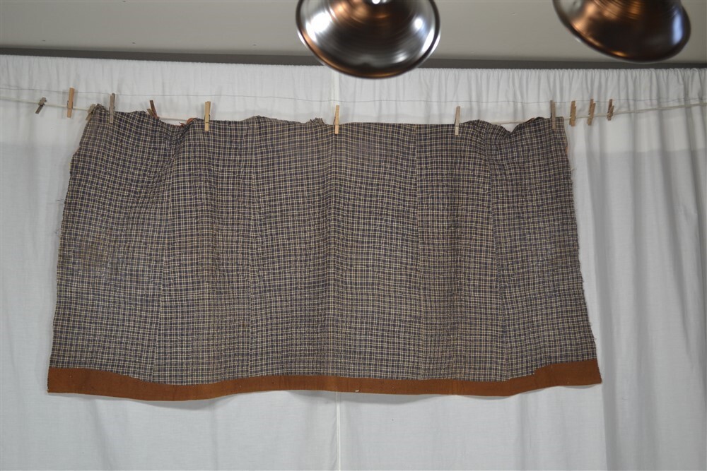 18th 19th petticoat quilted winter blue plaid cotton Civil War Era antique