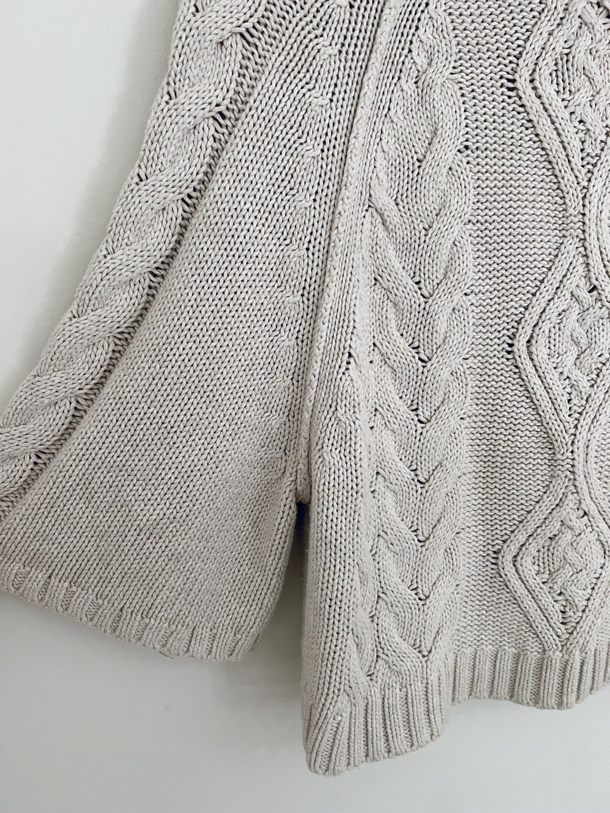 Vintage MODA INTERNATIONAL Cotton Sweater M Beige Turtleneck Dolman