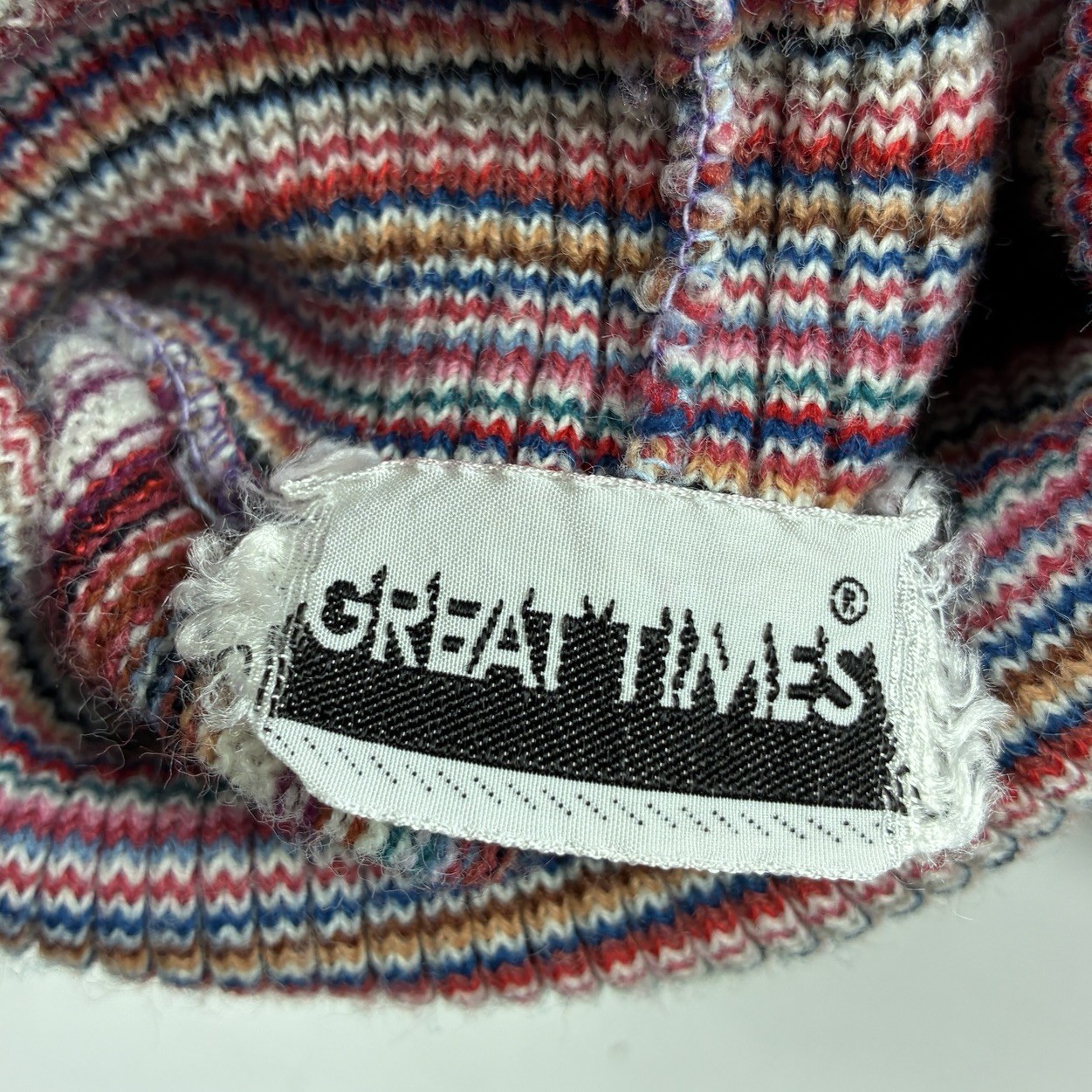 Great Times Women&rsquo;s VTG 70s Striped Turtleneck Babydoll Swing Flare Sweater
