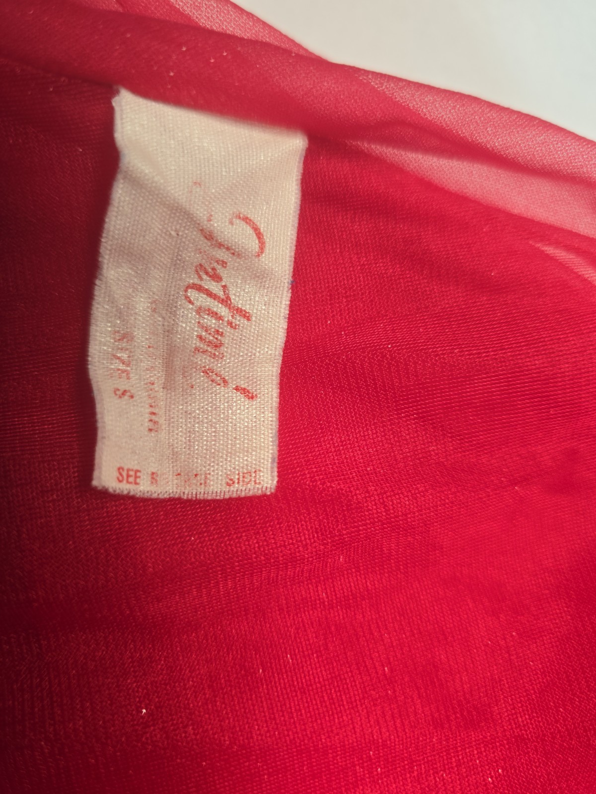 Intimé California Red Chiffon Nightgown Full Length, Double Layer Sheer Boudoir