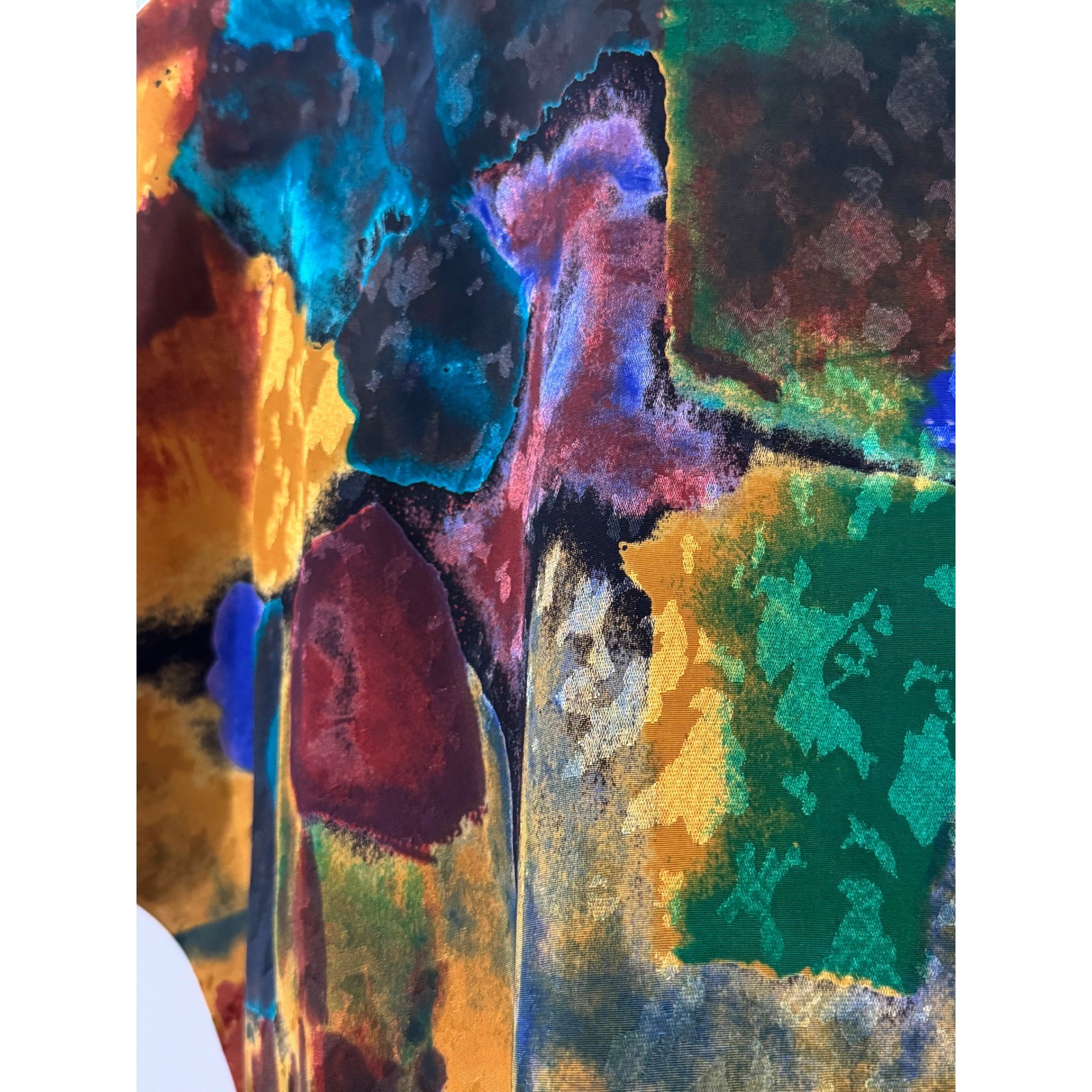 Vintage Cindy Collins Abstract Art Print Blouse Top USA Made Large Colorful 90s