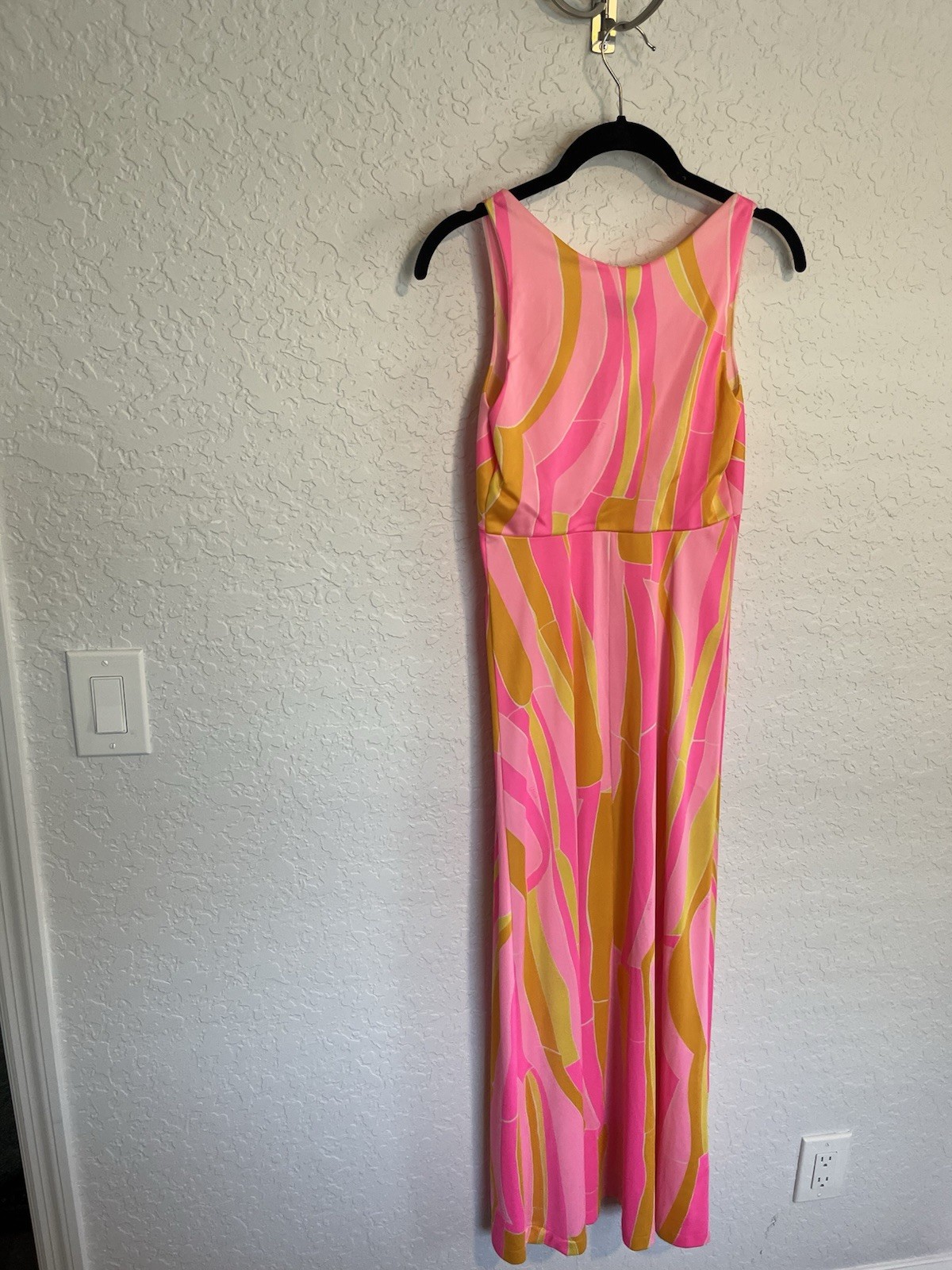 Vintage Vera for Formfit Rogers Maxi Slip Dress Sz Small (8-10) Pucci Print Pink