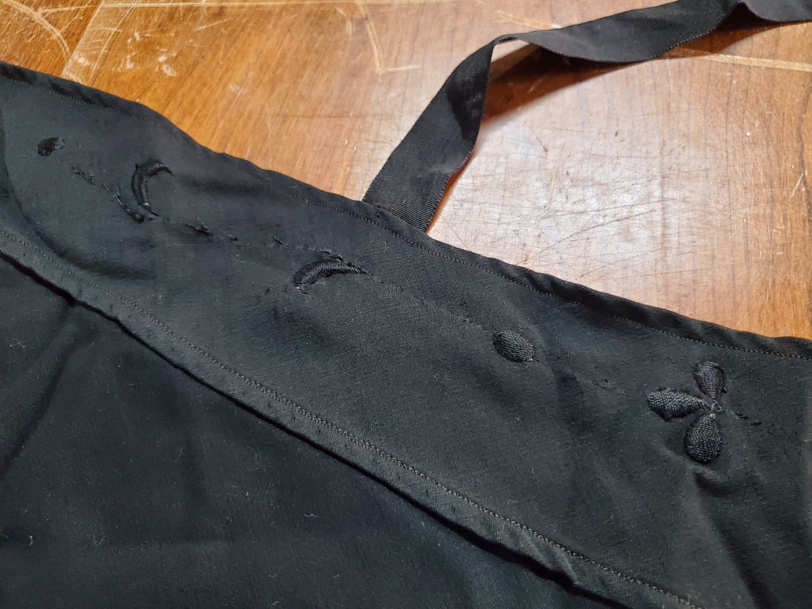 Antique Victorian Mourning Shawl Cape, Embroidered Black with Fringe, Lined