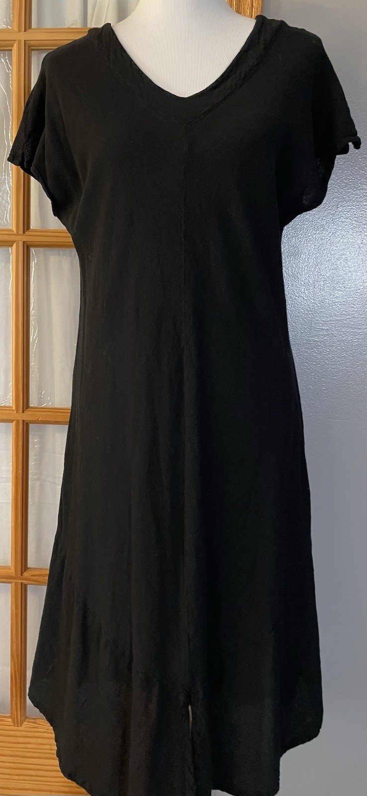 Vtg 70s Handmade Mini Dress Sz M Back Flare Front Slit Goth Beach Party