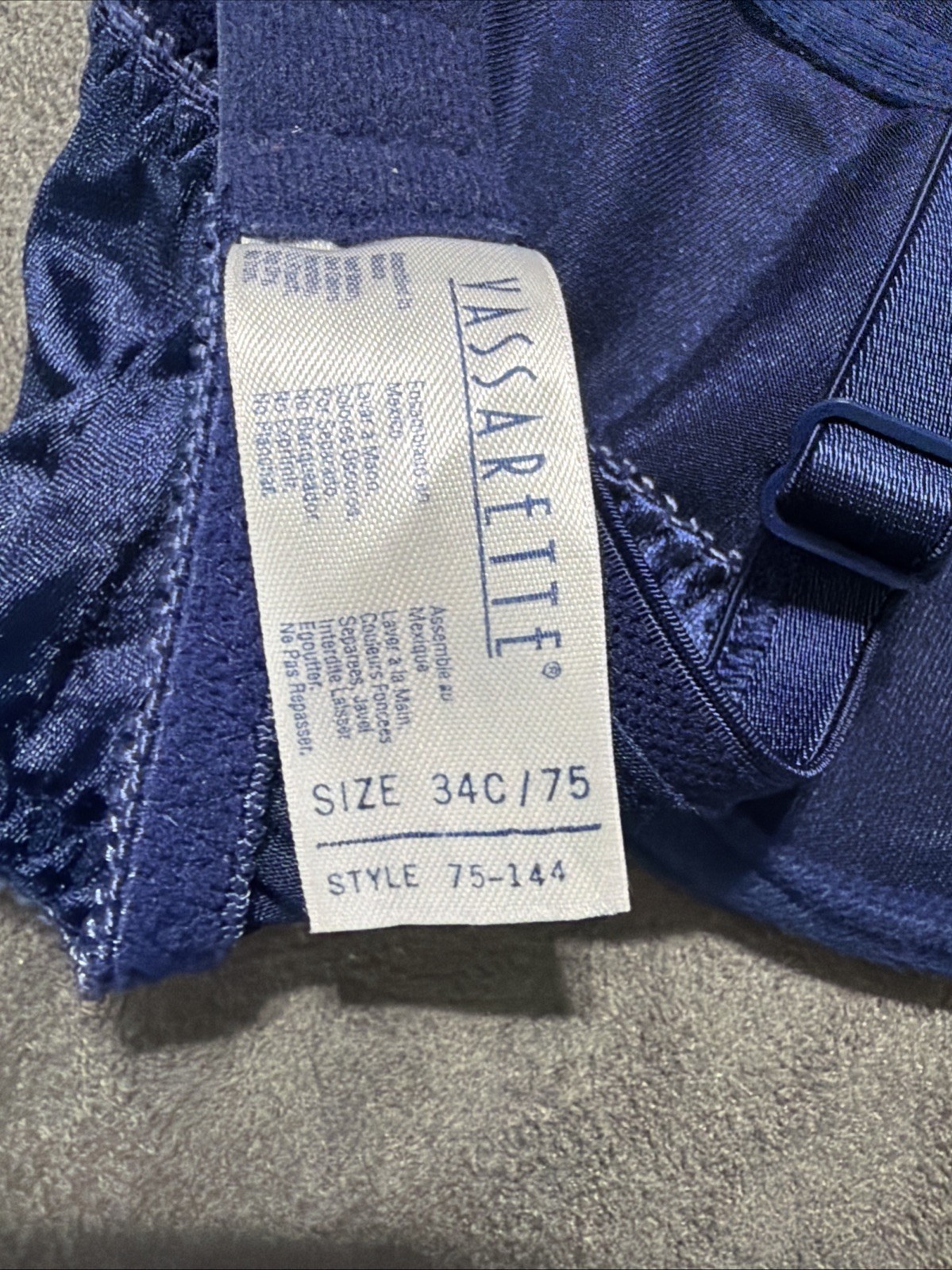 Vintage Vassarette 75-144 Second Skin Bra Navy 34C