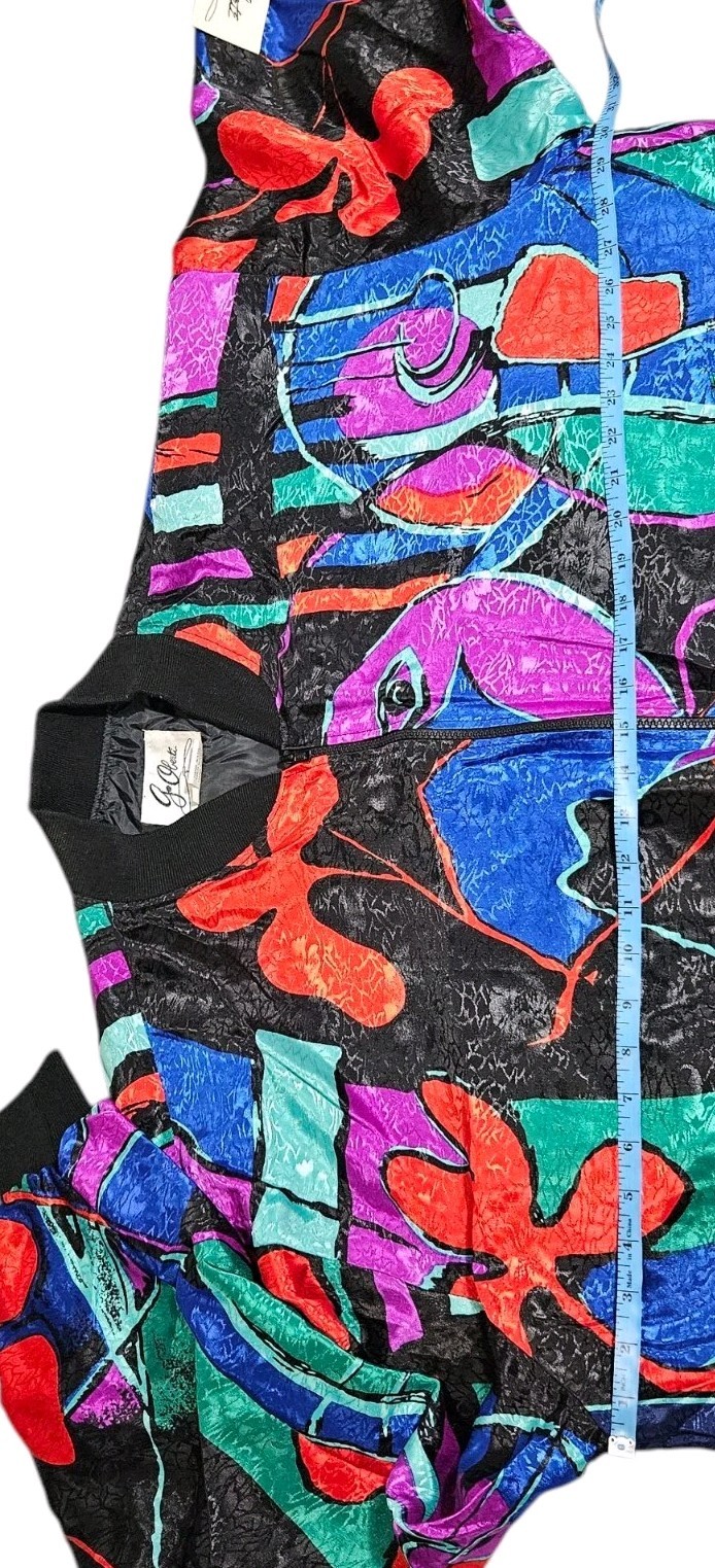 Vintage G Oberti Abstract Jacket Bomber Lined Colorful Streetwear Womens 2XL NWT