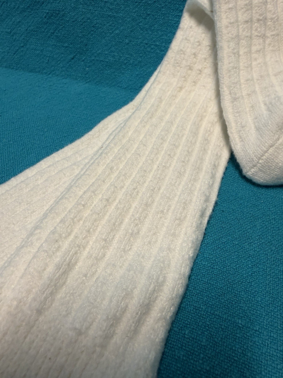 VTG Socks Hosiery 80&rsquo;s Cable Knit NOS 9-11 White USA Stocking School Girl 21&Prime;.