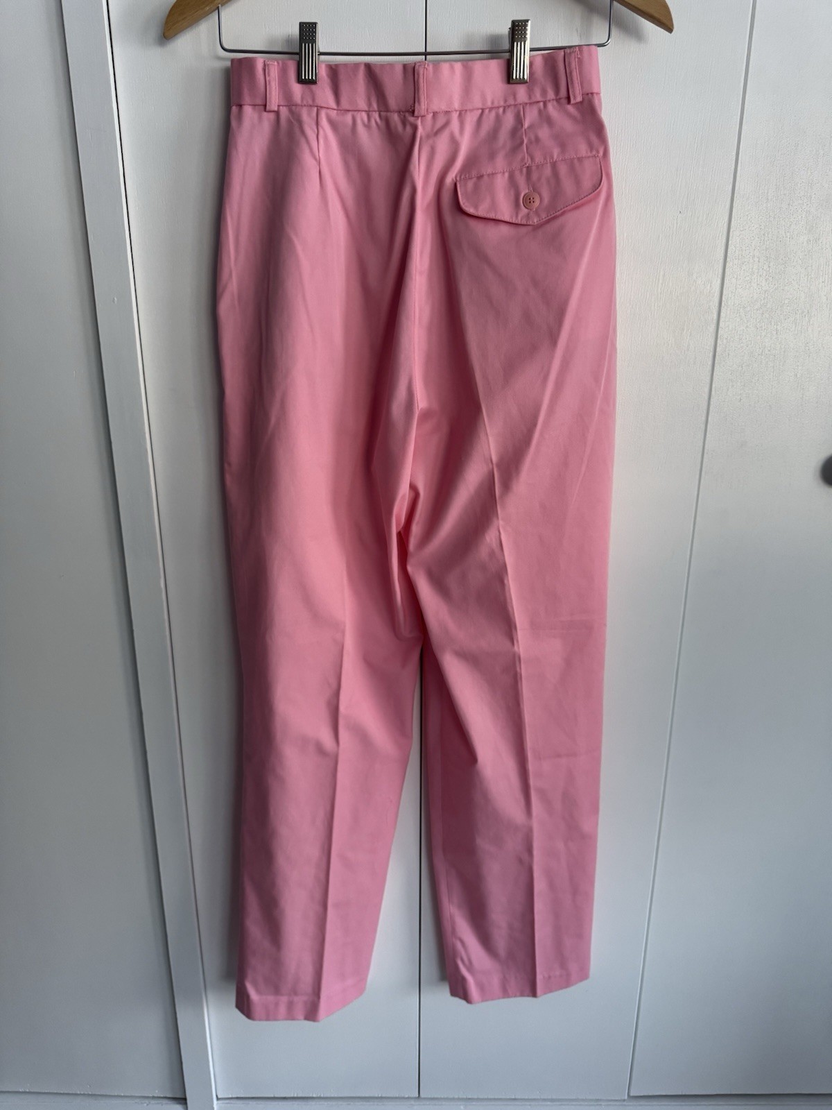 Vintage 1980s Pink Pleated Polyester Cotton Blend Pants High Waisted Rise