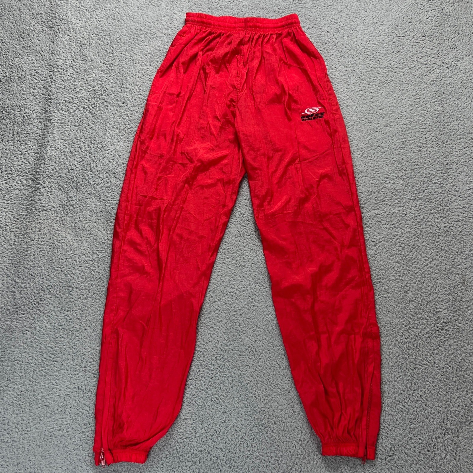 Guess Sport Track Pants Junior Medium Red Nylon Vintage 90s Windbreaker NWT