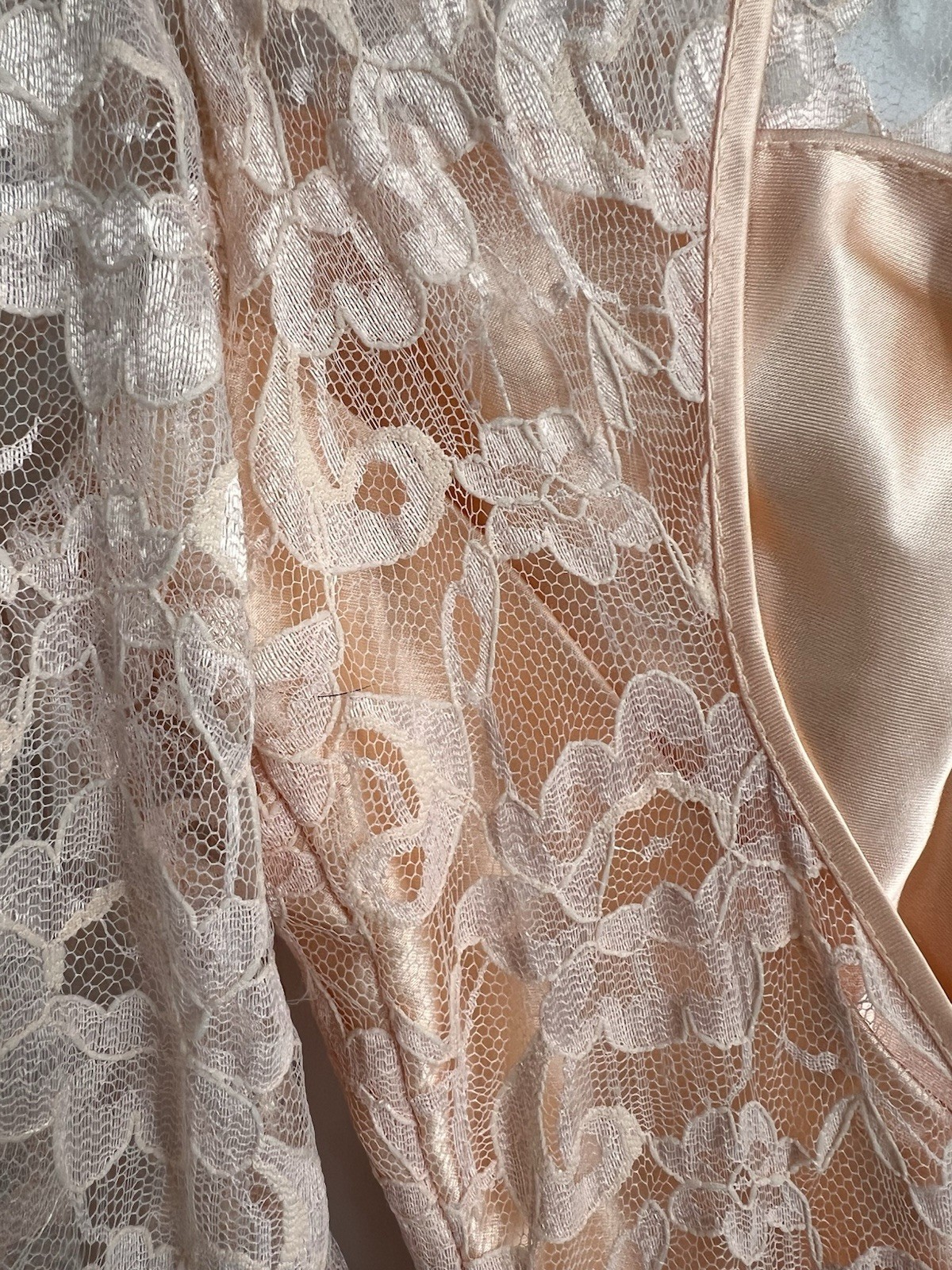 Vintage 80s Dance Allure Peach Lace Overlay Special Occasion Dress Prom Small