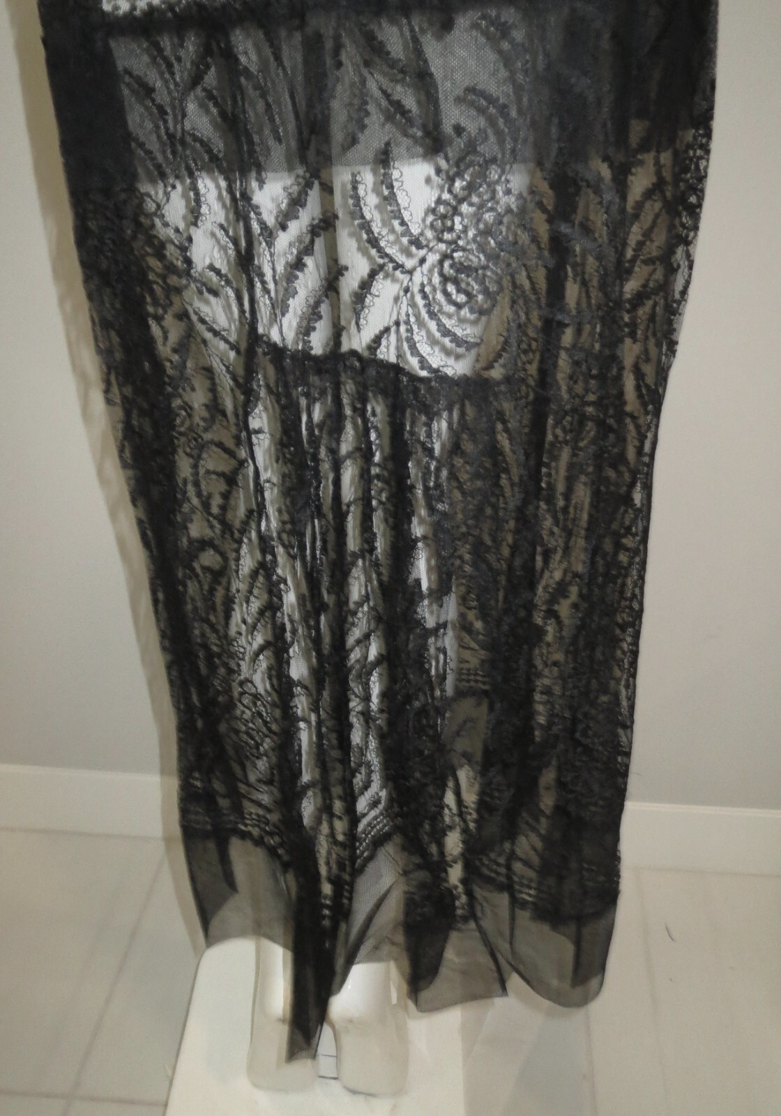 Antique Edwardian Gown + Jacket Chantilly Lace Pleated Back Ex Cond