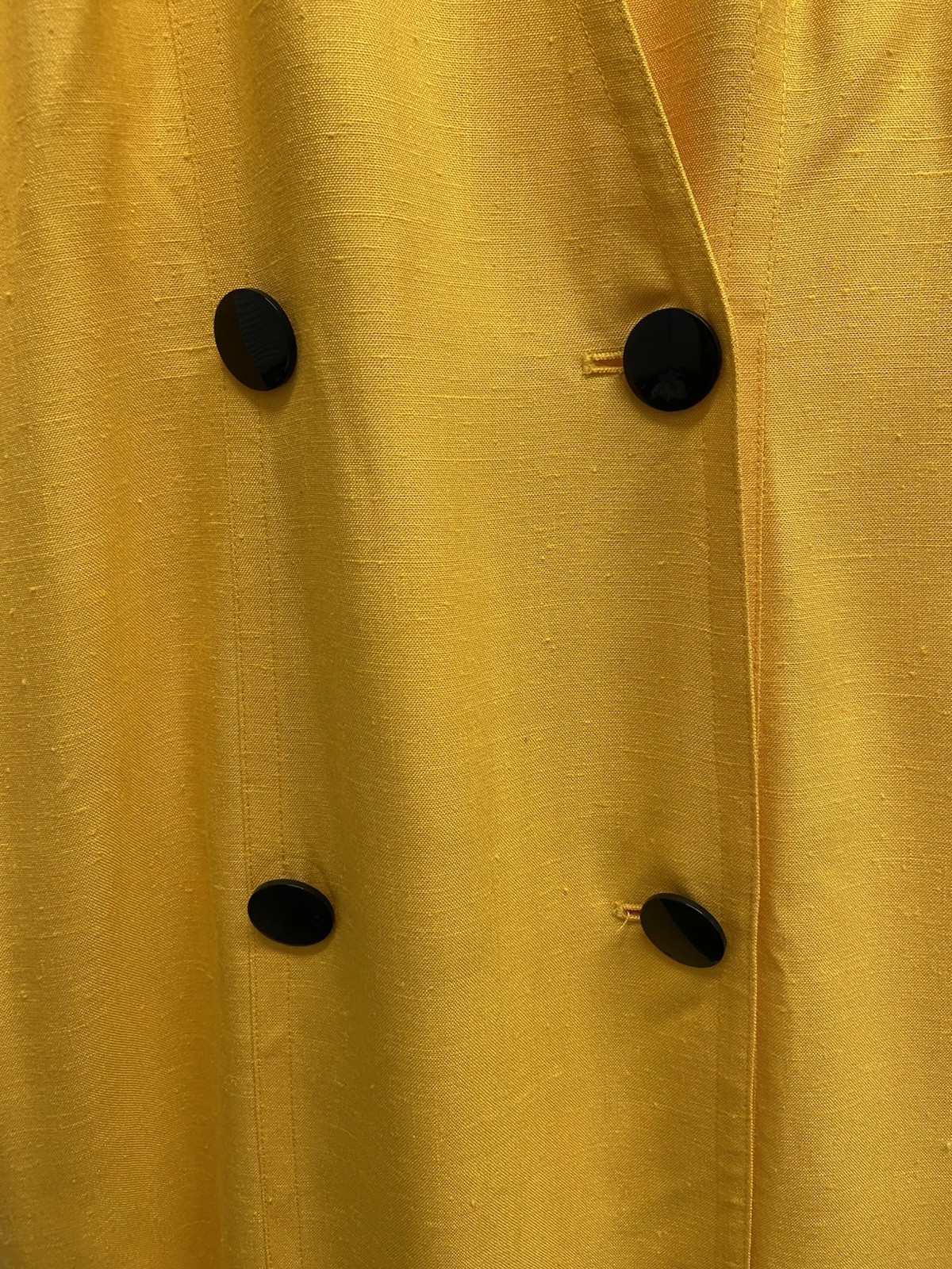 Vintage 80s Pierre Balmain Yellow Linen Power Dress Women’s M-L Made in France