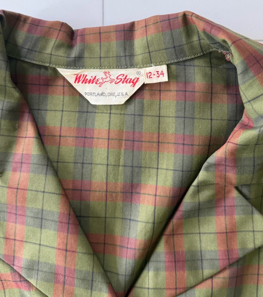 Vtg 50s White Stag Plaid Shirtwaist Dress 38” Bust Broken Zip 23&Prime; Waist
