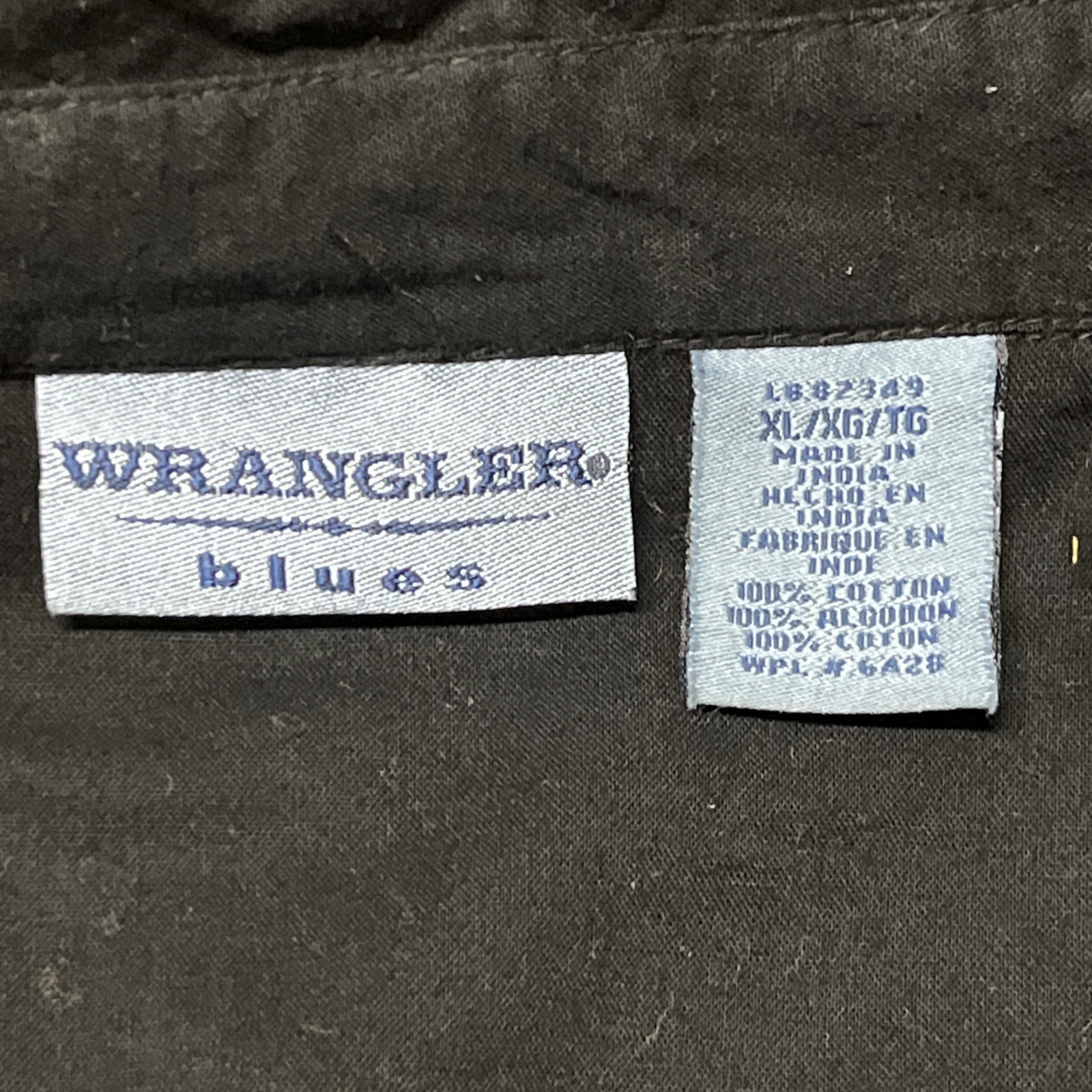Vintage Wrangler Blues Western Snap Button Womens Youth Size XL Black Shirt
