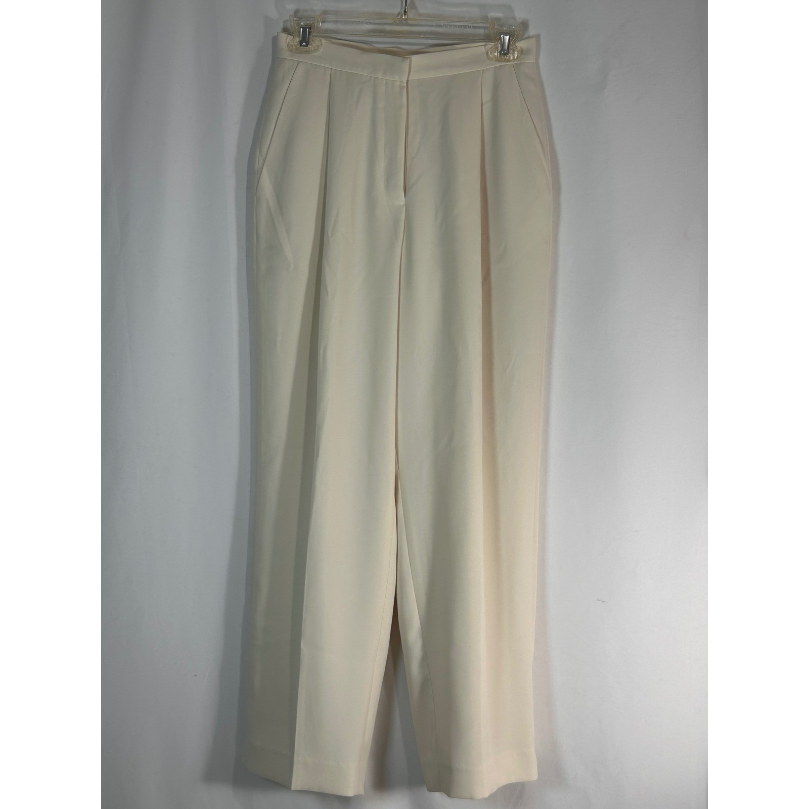 Vintage Cream High Waisted Pleated Front Straight Leg Dress Pants Womens 8P
