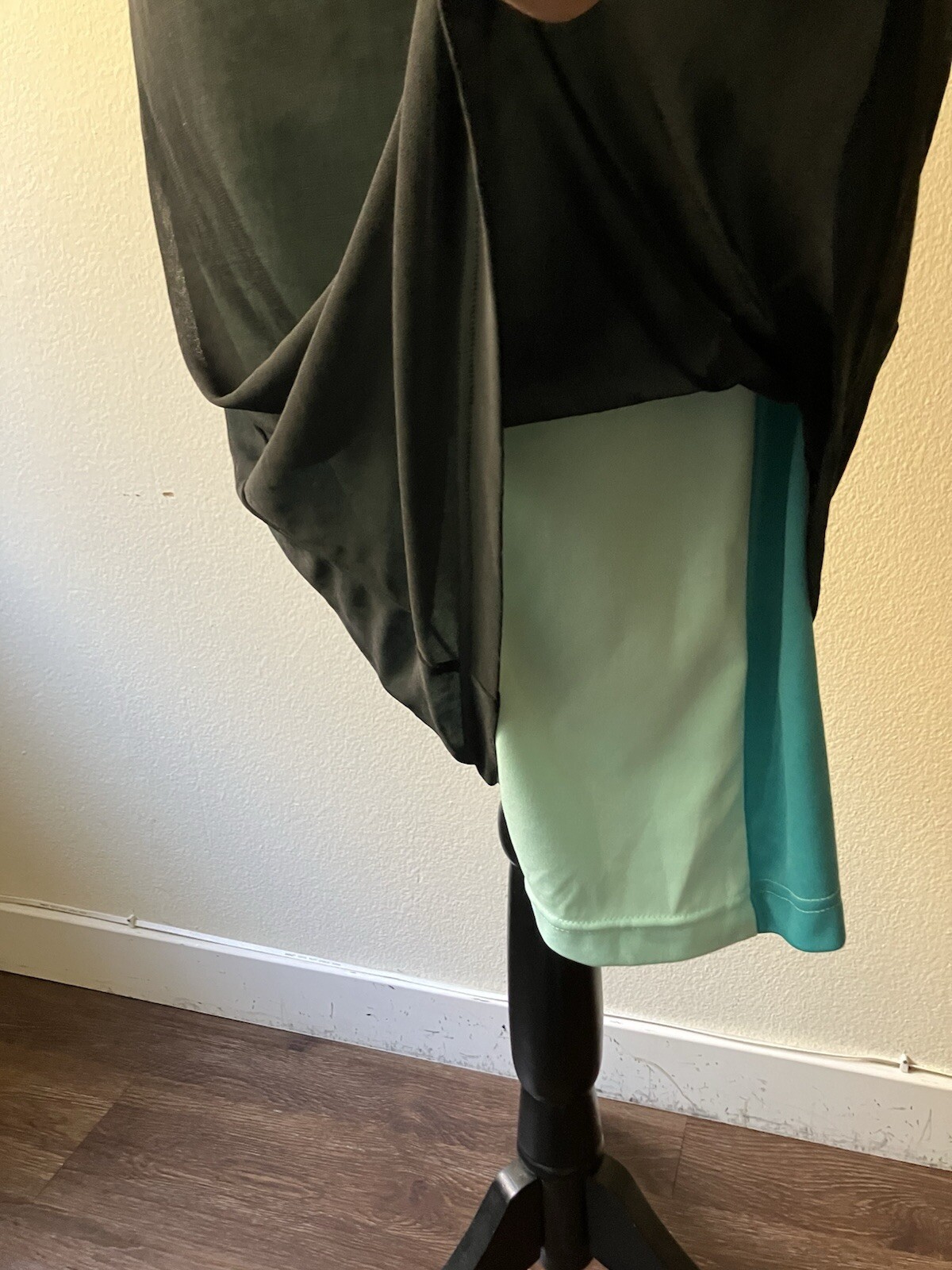 Vintage &rsquo;90s Express Color Block Shift Dress w/ Black Mesh Overlay Grunge XS/S
