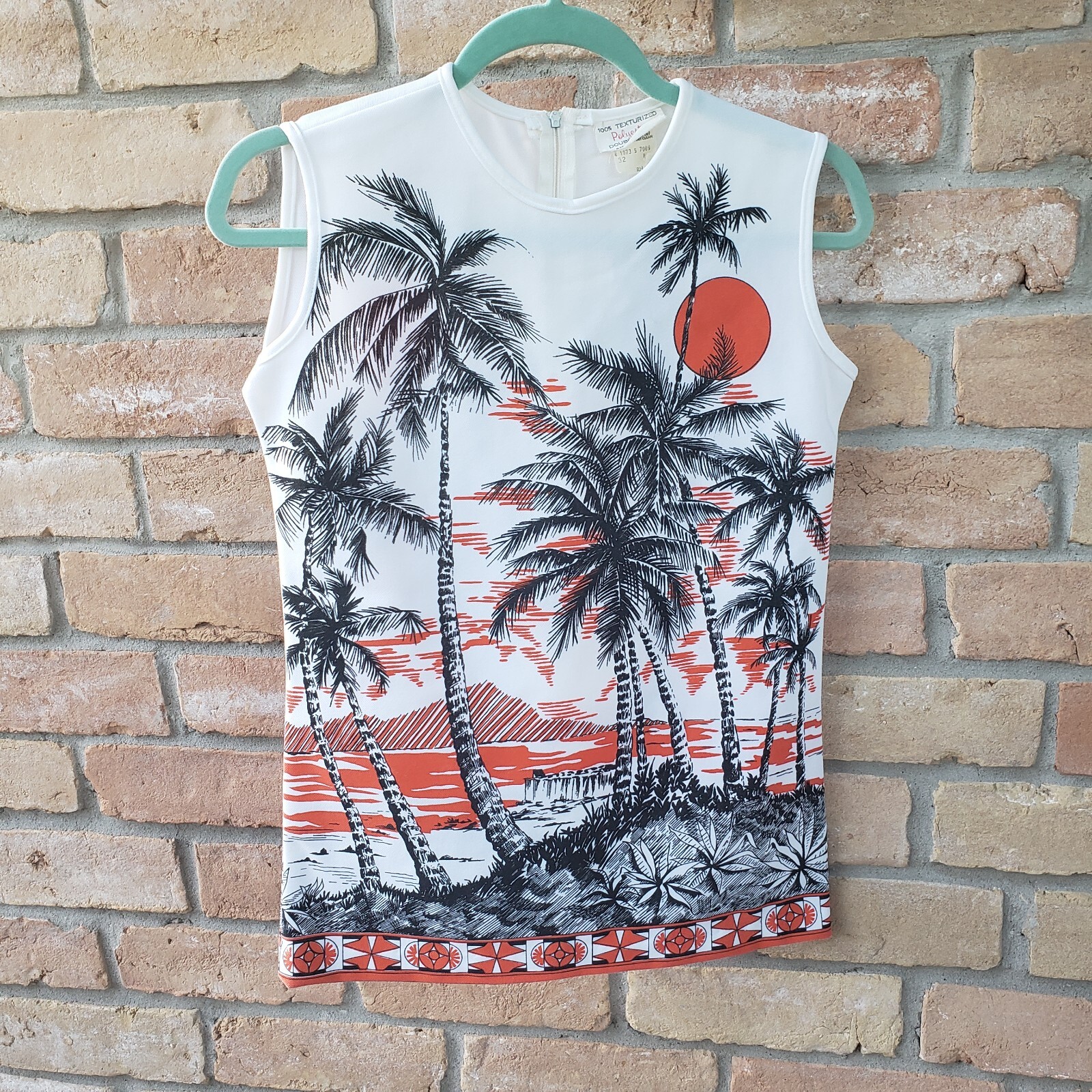 VTG 70s Knit Polyester Leisure Top Shirt Sz M? Hawaii Tropical Resort Camp