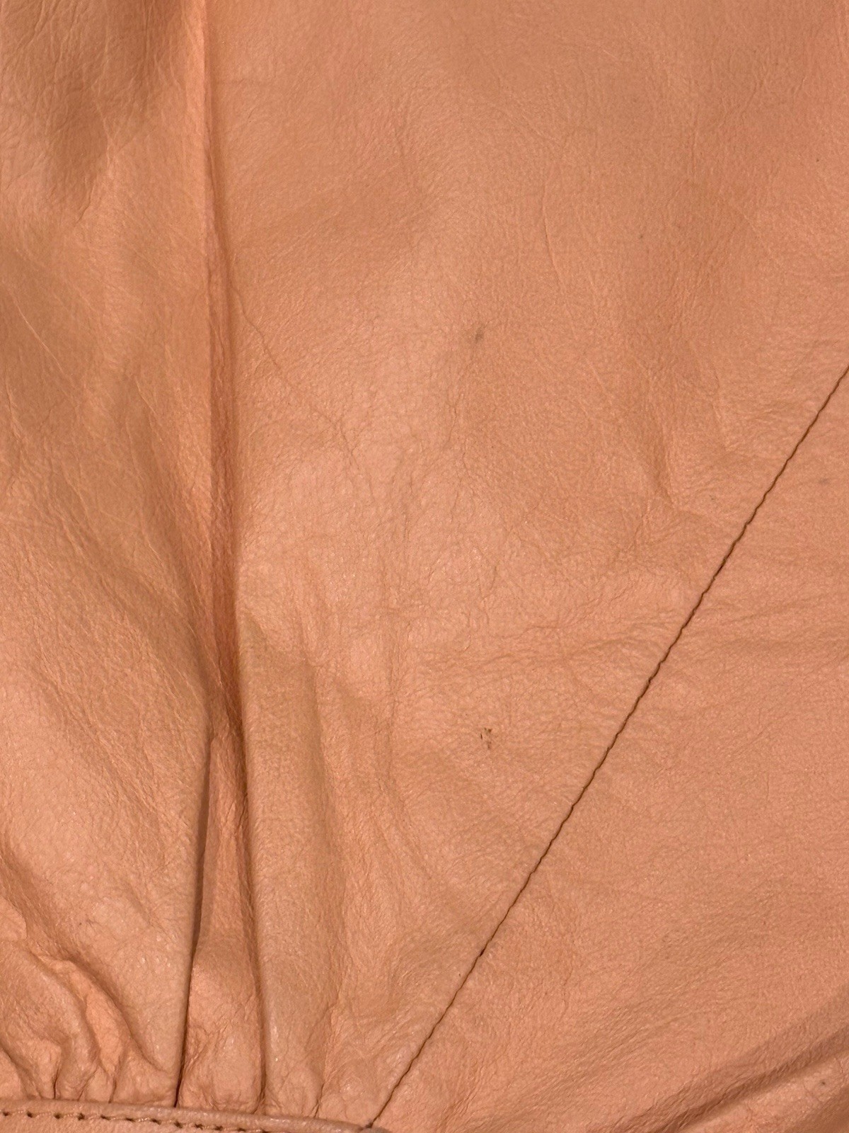 Vintage 1980s Chia Peach Ruched Crop Creamy Matte Leather Jacket Sz S