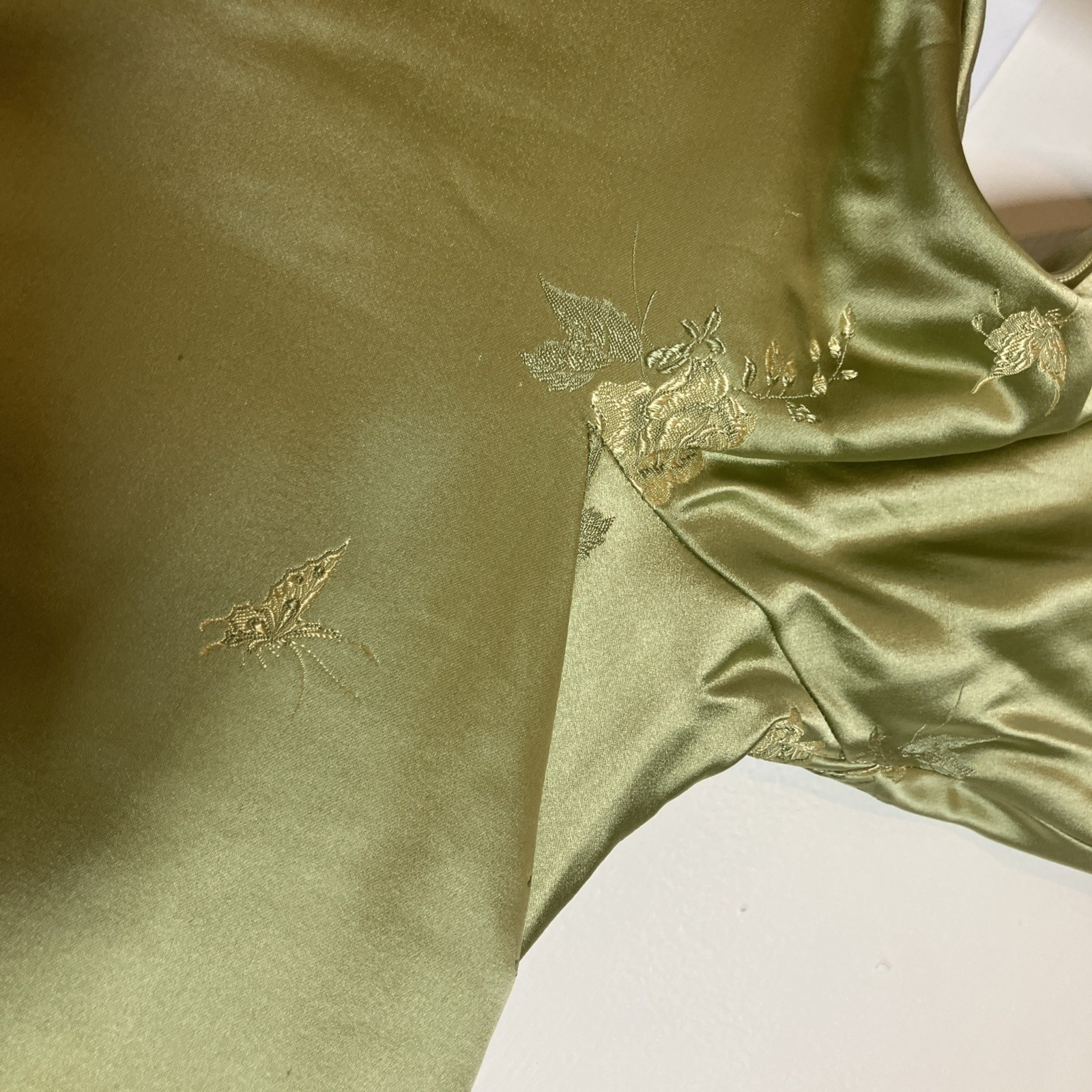 Vintage 1950s Silk Green Brocade Jacket Pant set Dynasty Hong Kong British Sz S