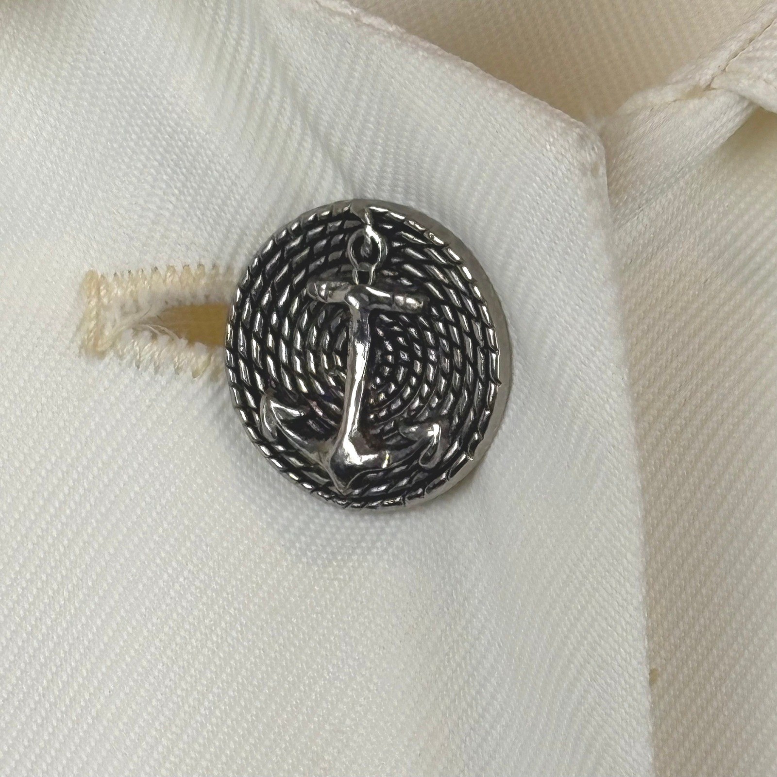 Vintage Miss Amis Ivory Sailor Collar Anchor Button Pleated Mini Dress XS/S