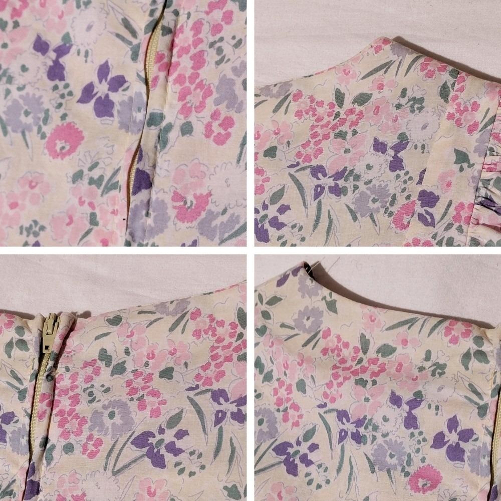 Vintage Laura Ashley Floral Cotton Dress Made in Great Britain Pink USA 8