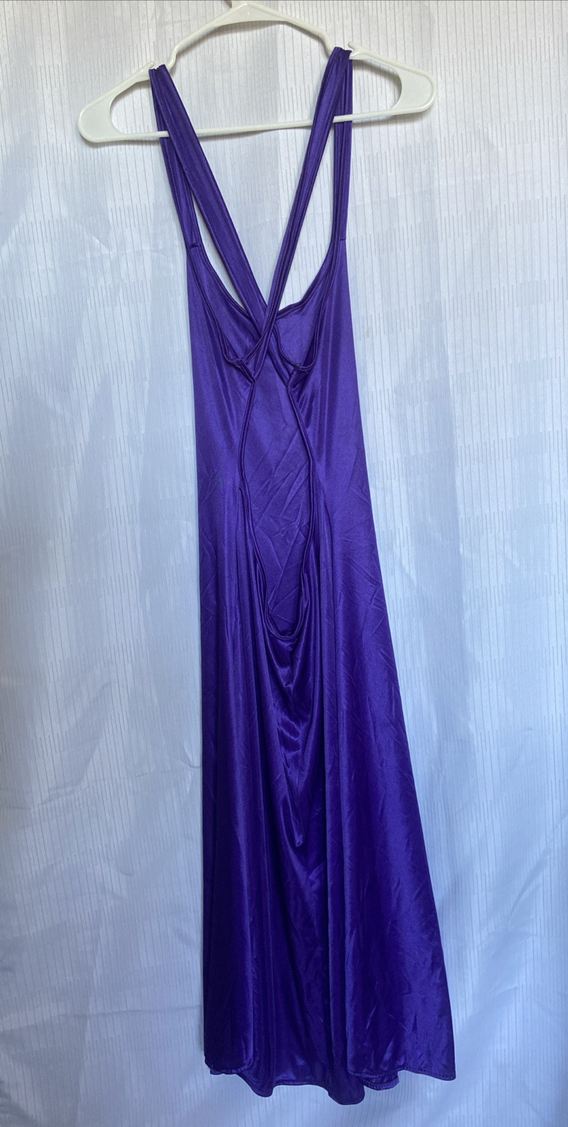 Vintage Petra Fashions Indigo Polyester Eve. Gown Negligee Purple USA Made Sz M