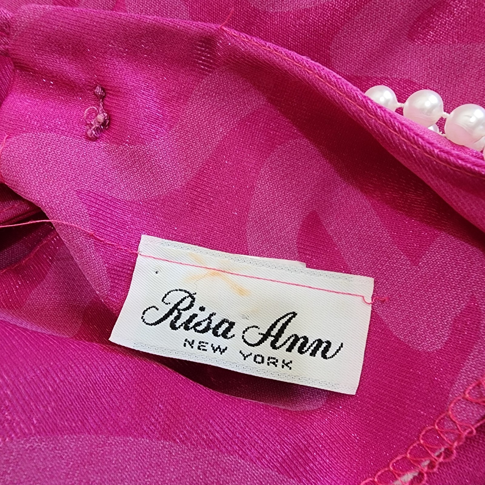 Risa Ann Vintage Midi Shift Dress Shift Size 24.5 Attached Necklace Magenta