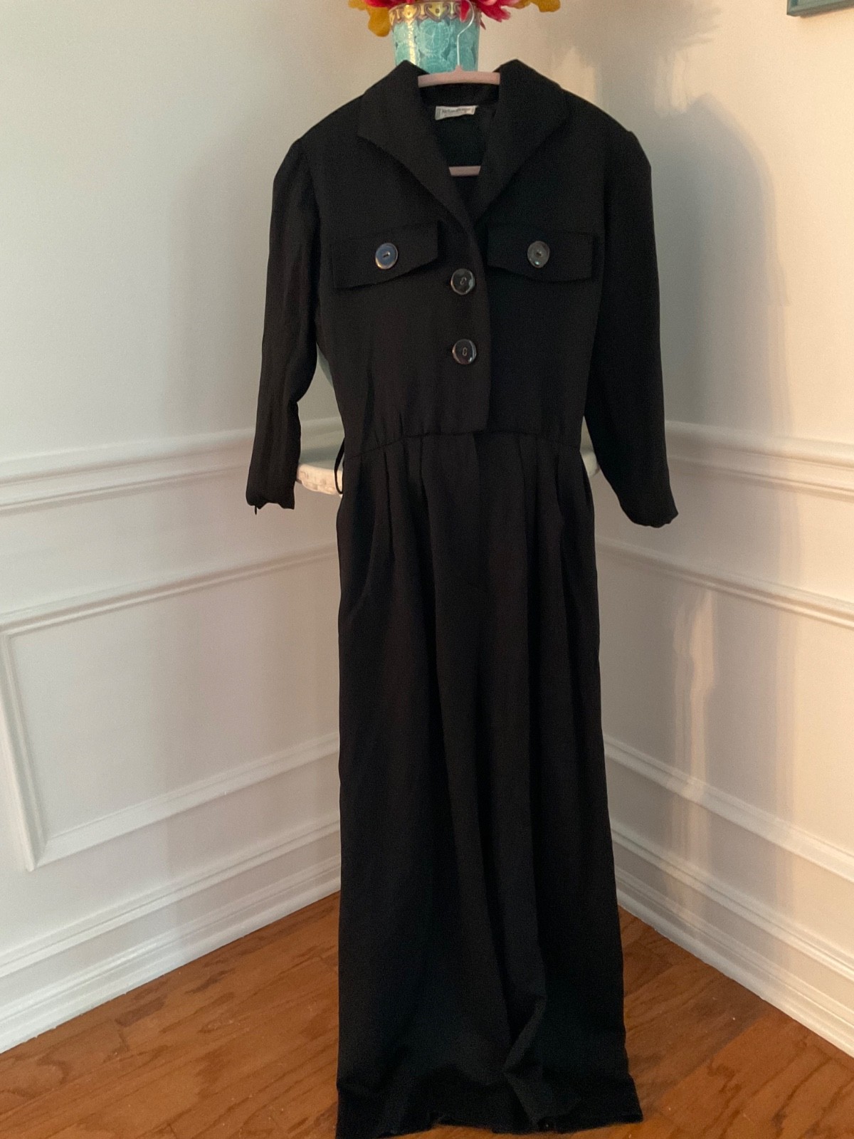 Yves Saint Laurent vtg 80s wool jumpsuit long sleeve size 38