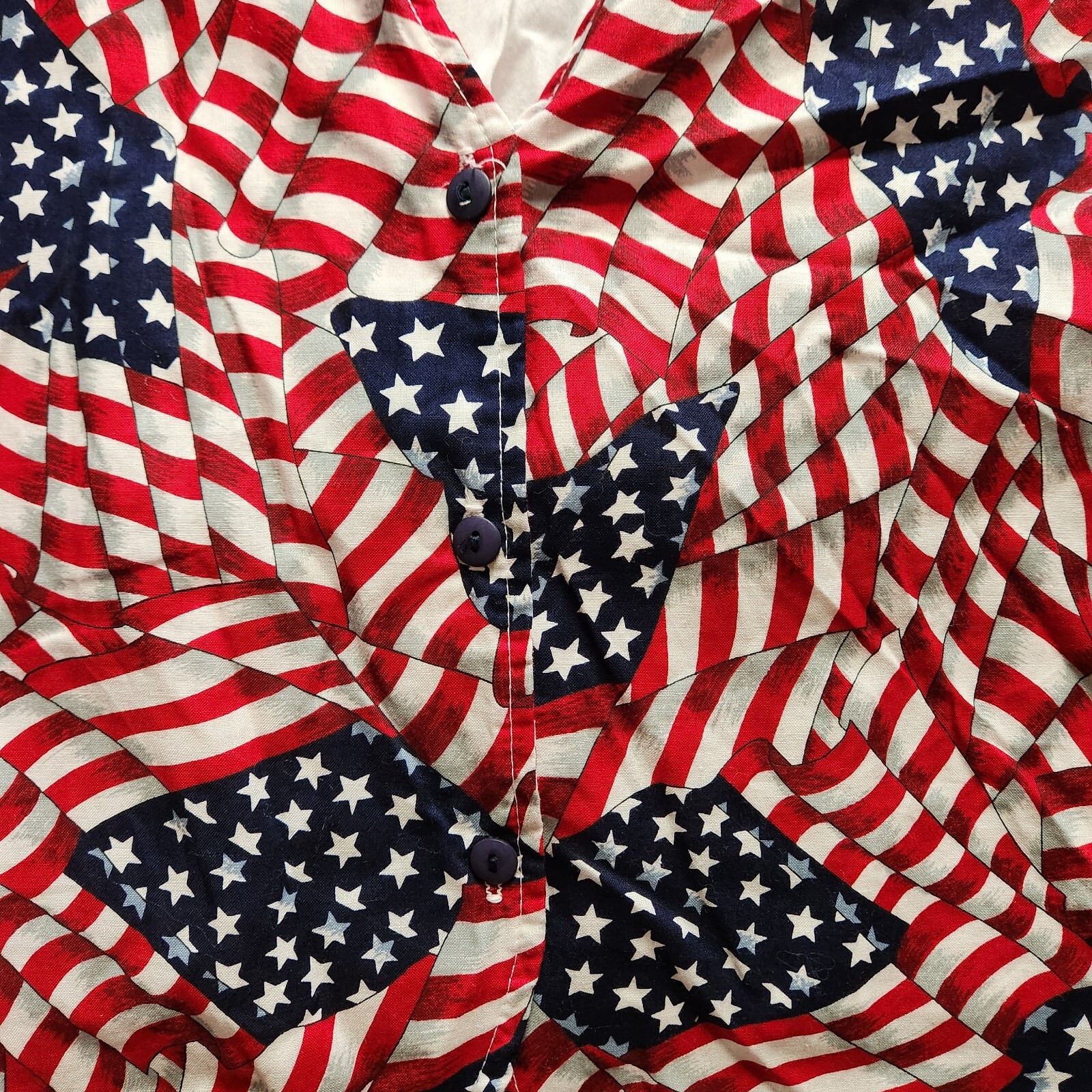 W@W! Tapestry XL Long Sleeve Button Down Shirt American Flag Vintage