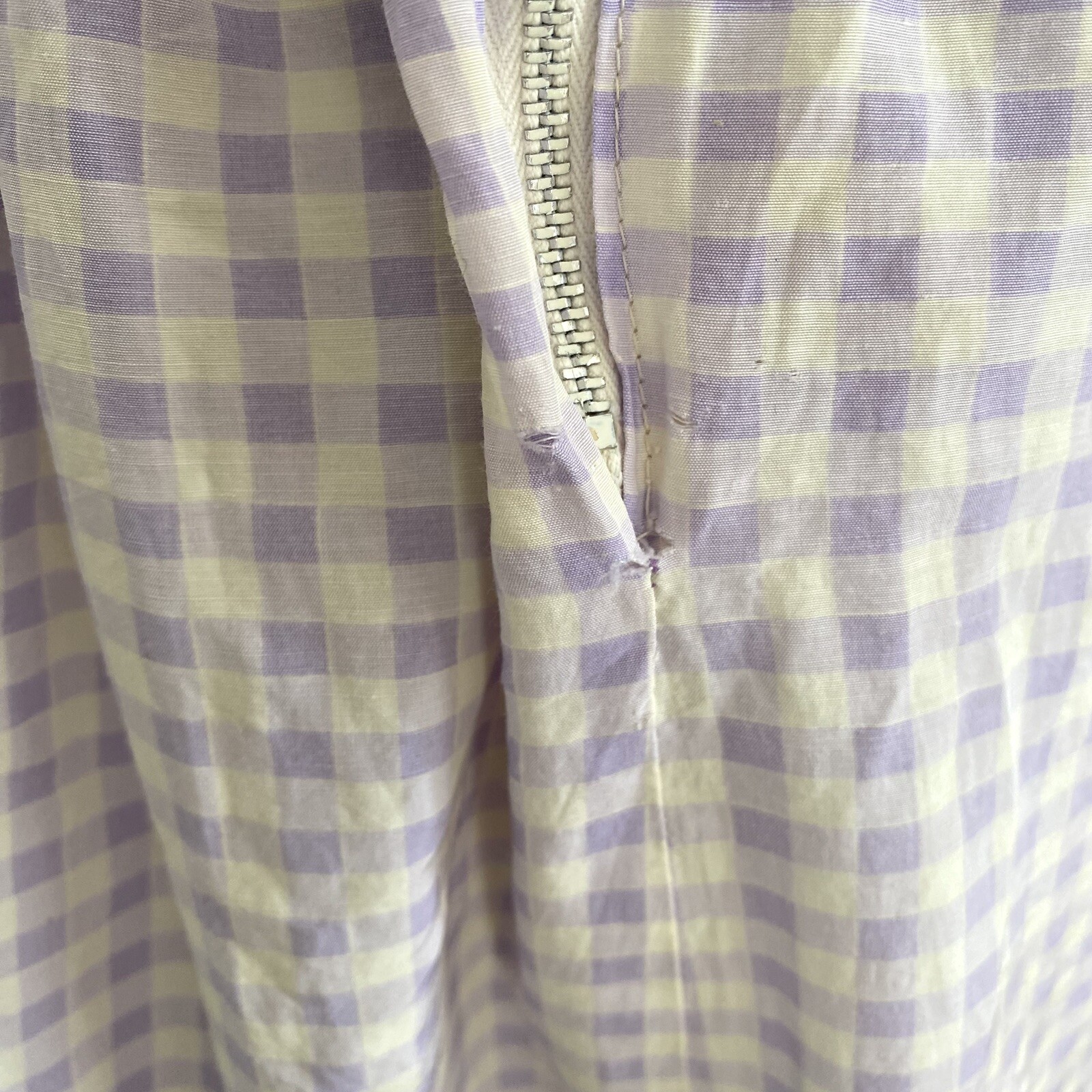 Vintage 50s Lavender Purple Full Gingham Skirt Cute Cottage Core 26&Prime; Waist