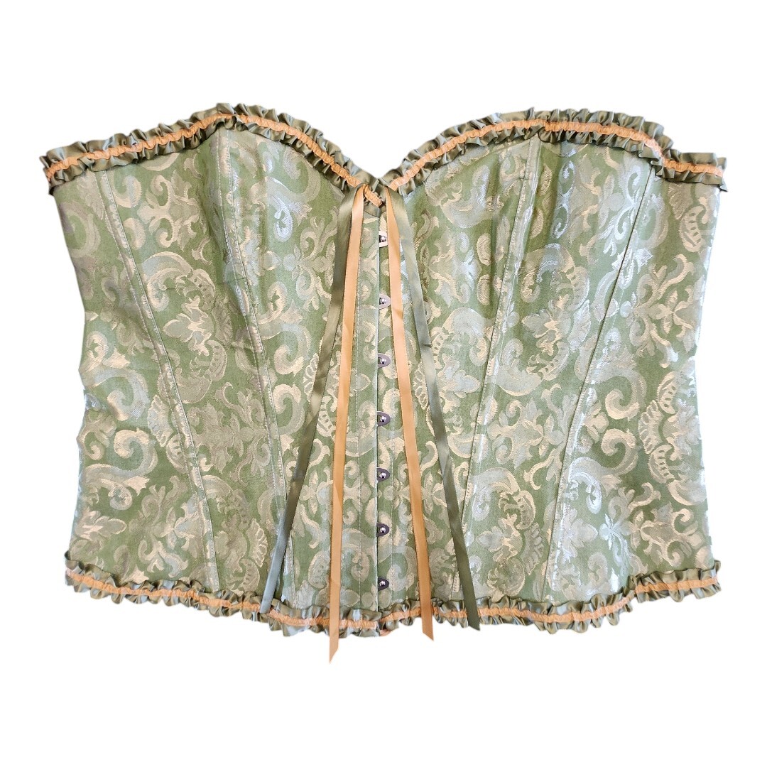 S. Enchanting Women&rsquo;s 6XL Green Brocade Lace Up Corset NWOT Bodycon Peasant