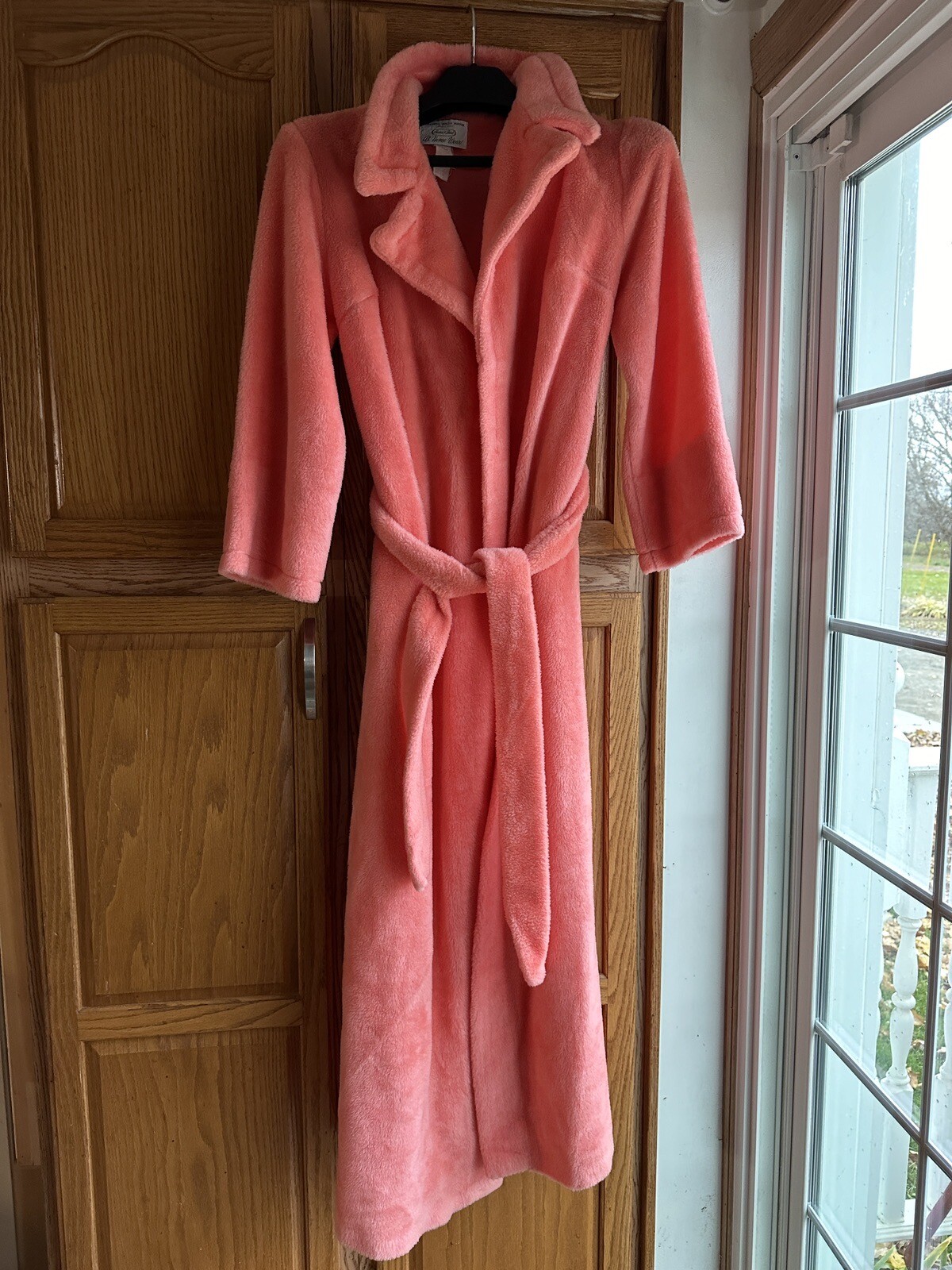 VTG 1970s Sears Best At Home Wear Womens Peach Robe PJ Long Furry Soft Housecoat