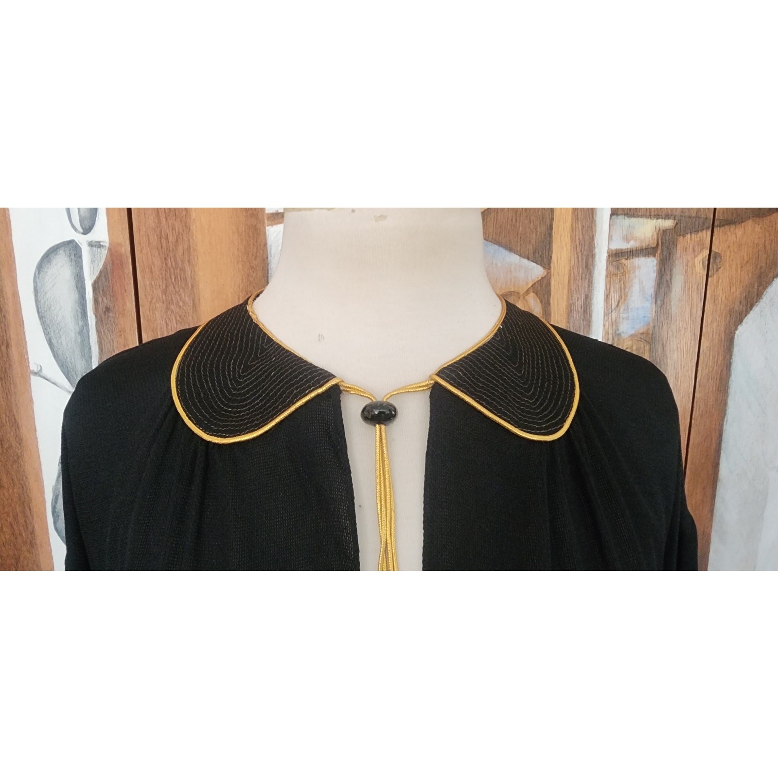 VTG 1970s Geoffrey Beene Ensemble Maxi Skirt Boho Shirt Evening Set Black Gold