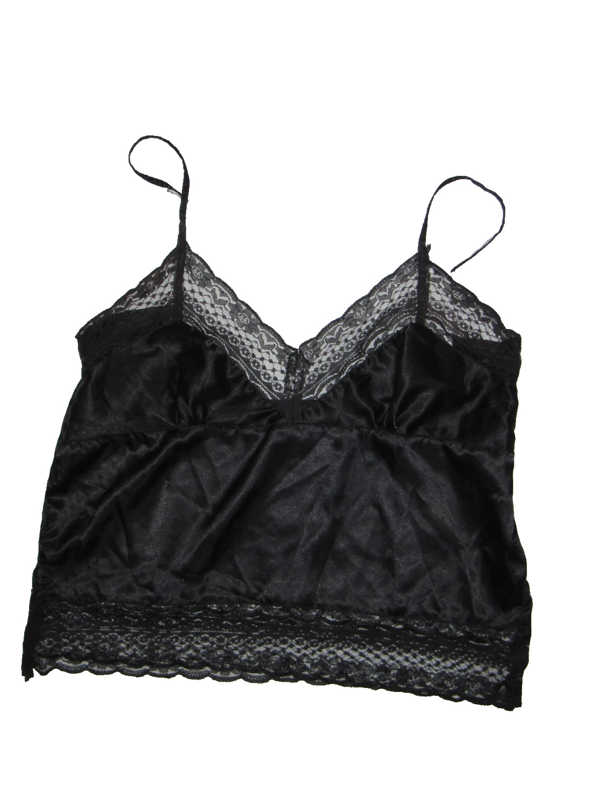 Vintage Secret Fantasies Black Satin and Lace Bustier Camisole Top L