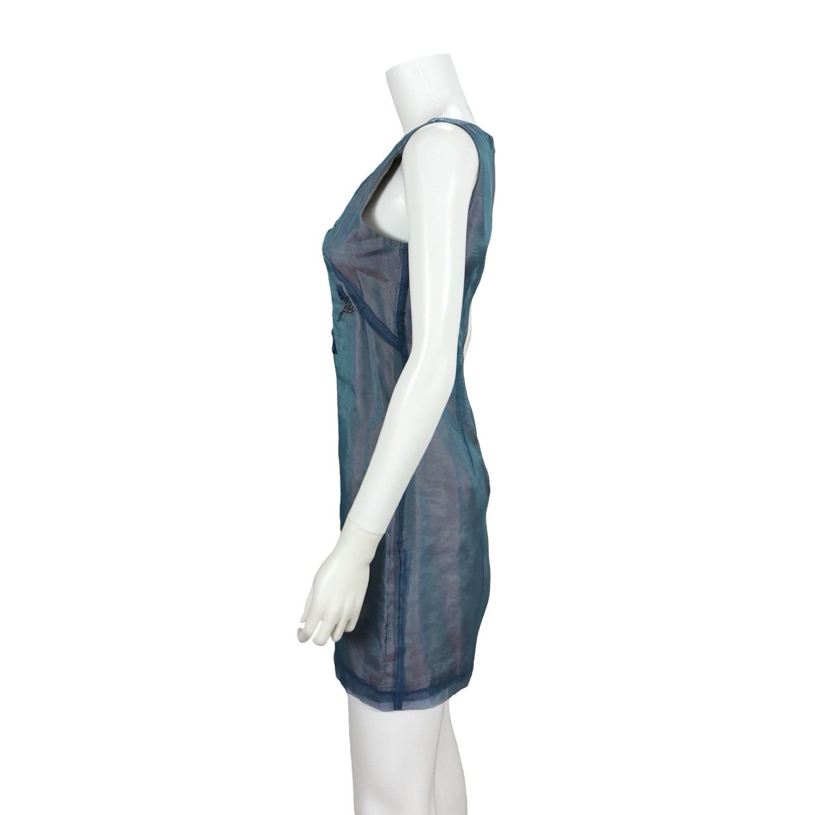 City Triangles Women&rsquo;s VTG 90s Blue Iridescent Dress Fairy Grunge Prom 5