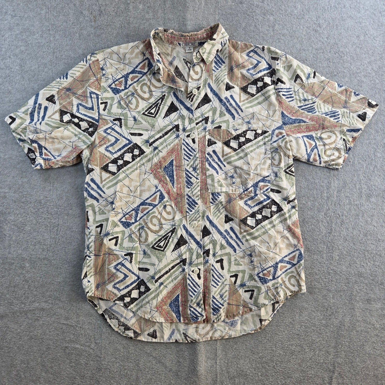 Cherokee Button Down Shirt Womens Small Vintage 90s Geometric Abstract