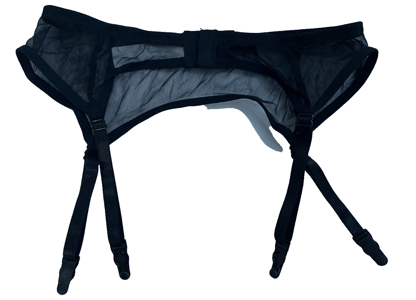 Frederick&rsquo;s of Hollywood Black solid Mesh Garter Belt Garterbelt style 4321