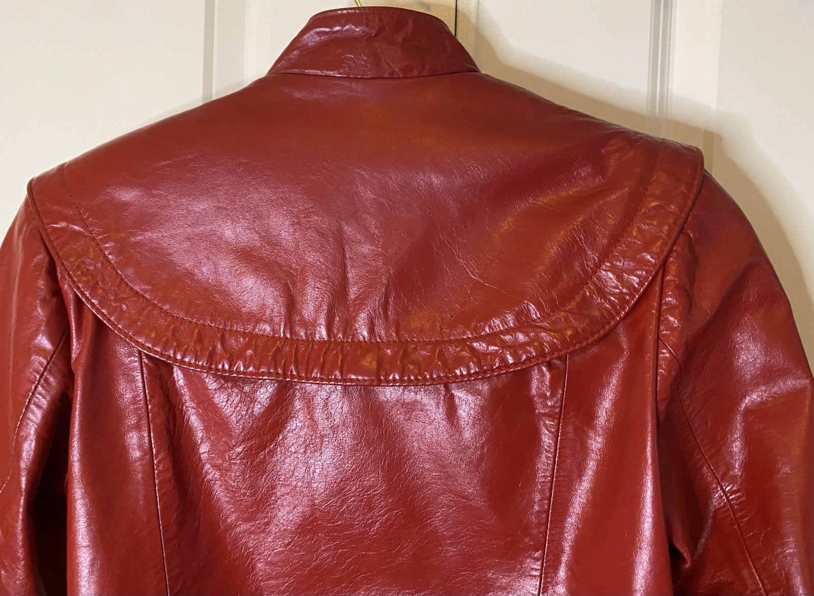 Vintage Wilson’s Bold Red Leather Cropped Biker Moto 80s Jacket Asymmetrical