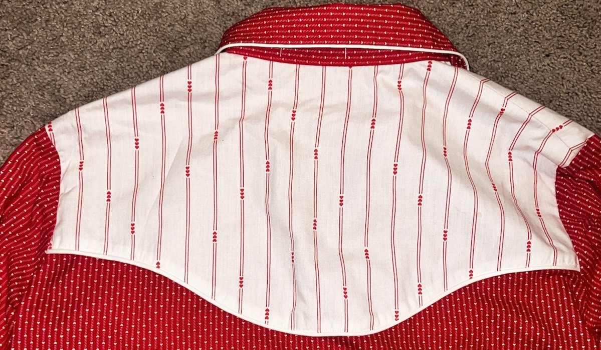 Vintage 80s Heart Pattern Valentine&rsquo;s Day Men&rsquo;s Western Shirt L/XL Unisex