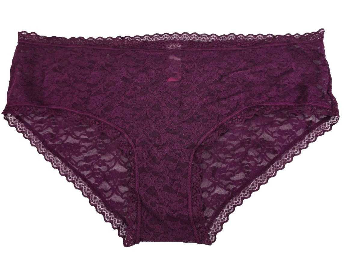 No Boundaries Sheer Stretch Lace Hipster Panties Burgundy Plus 10 3X XXXL