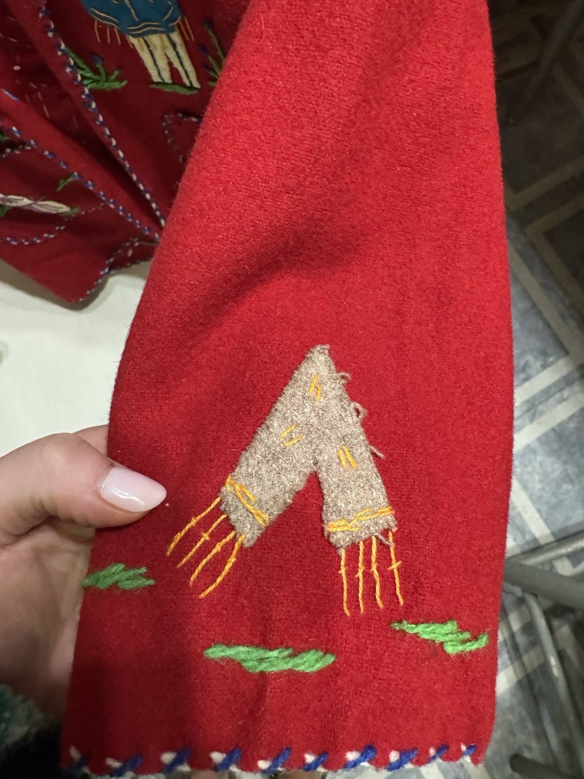 Lopez 100% Wool Red Mexican Embroidered Jacket Made in Mexico
