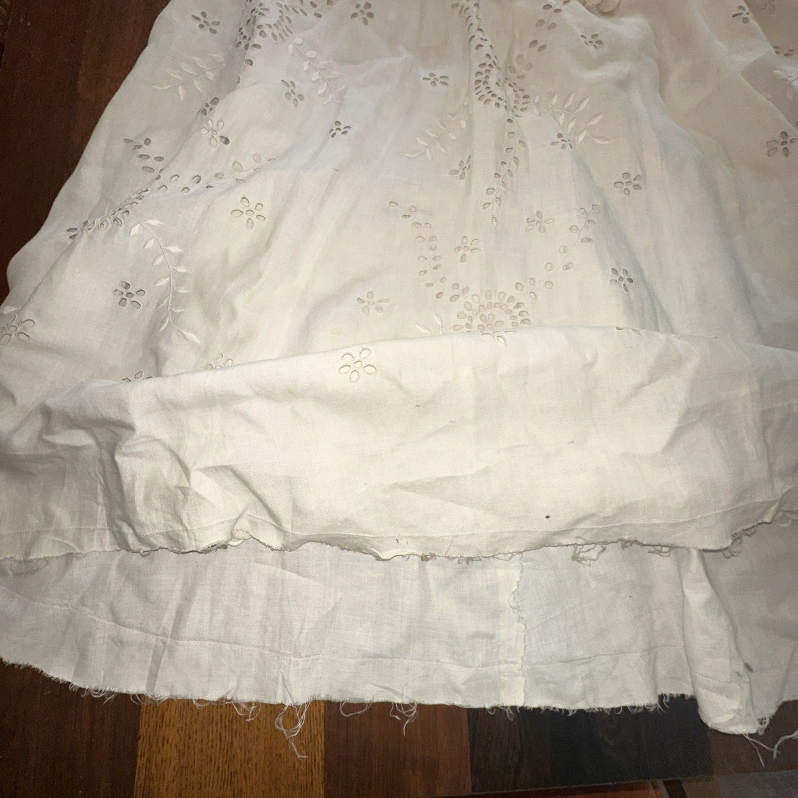 Antique Edwardian Tea Lawn Skirt Top Petticoat Gloves Embroidered Cream Linen