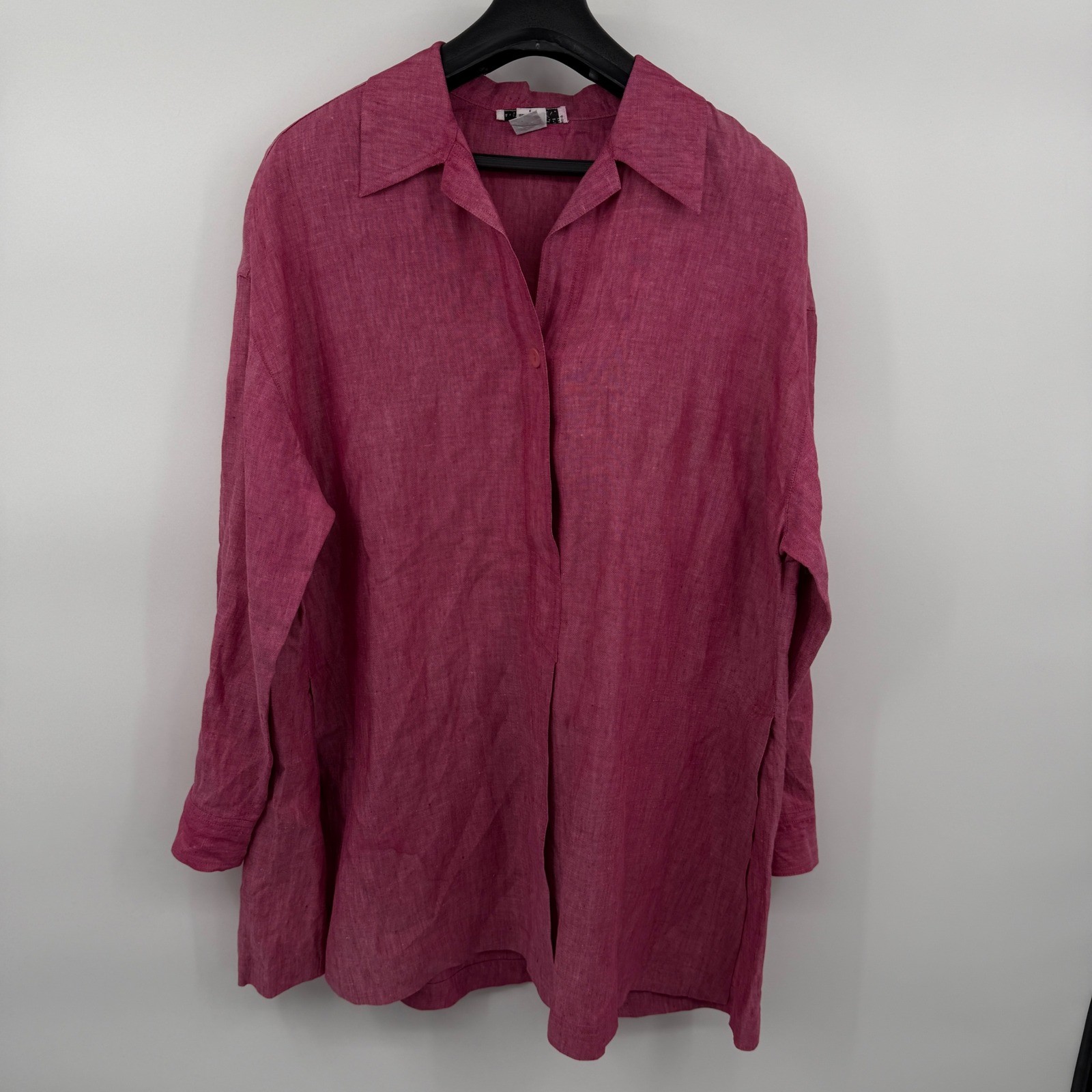 Vintage Real Clothes Saks Fifth Avenue Linen Tunic Shirt Large Boho Coastal