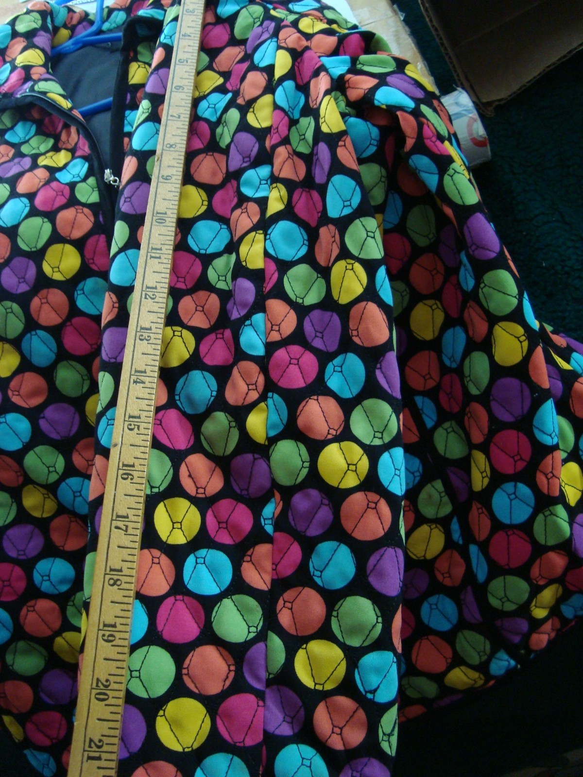 Vintage RQT ART TO WEAR Jacket*Multi Color « Baseball »Polka Dots*XL*Lined*Quilted