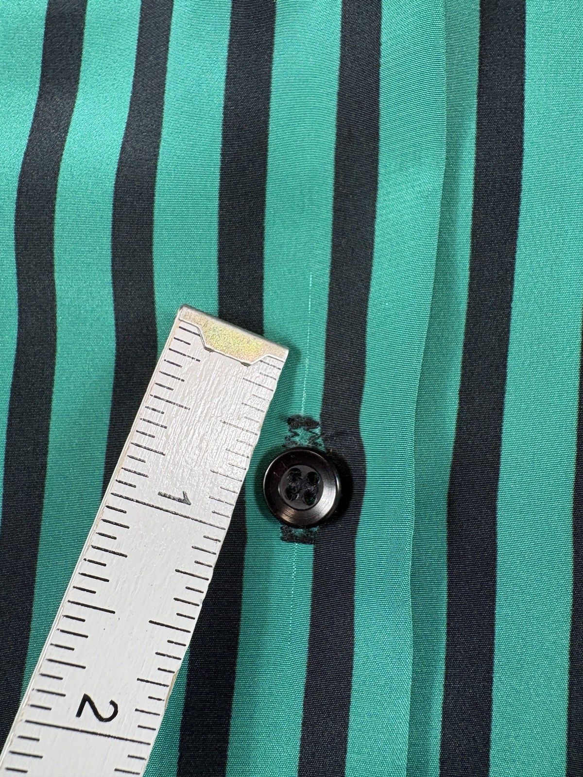 Vintage Pussy Bow Scarf Blouse Button Up Women&rsquo;s 8 Striped Green Made In USA