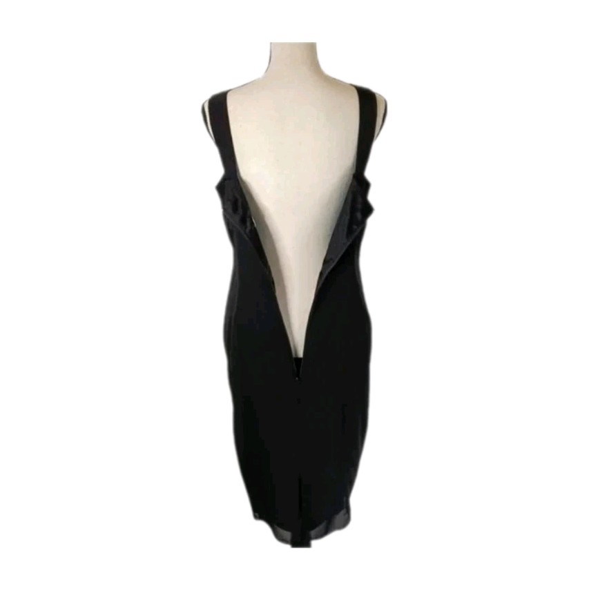 Vtg 80s Lori Max II Black Beaded Sequin Cocktail Wedding Dress Embroidered M