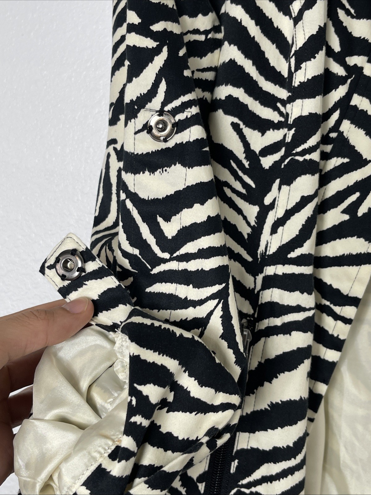 Vintage Puli Zebra Print Belted Utility Jacket Womens LG Y2K Indie Sleaze Cotton