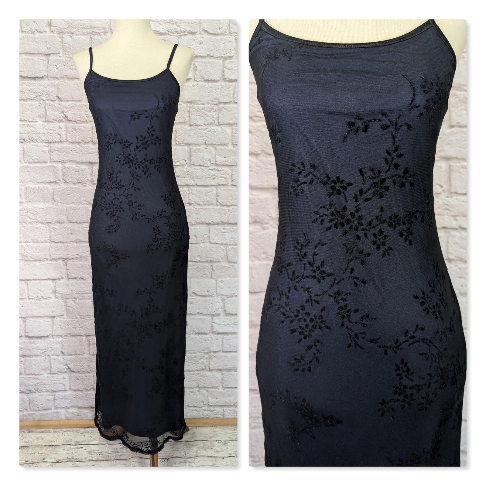 Long Burnout Velvet Slip Dress Byer Too 90s Y2k Spaghetti Strap Tube Dress Small